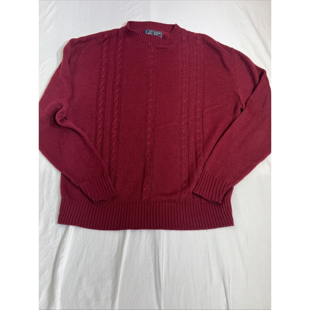 Peconic Bay Traders Mens Wool Blend Sweater Red Pullover Vintage Hipster Large